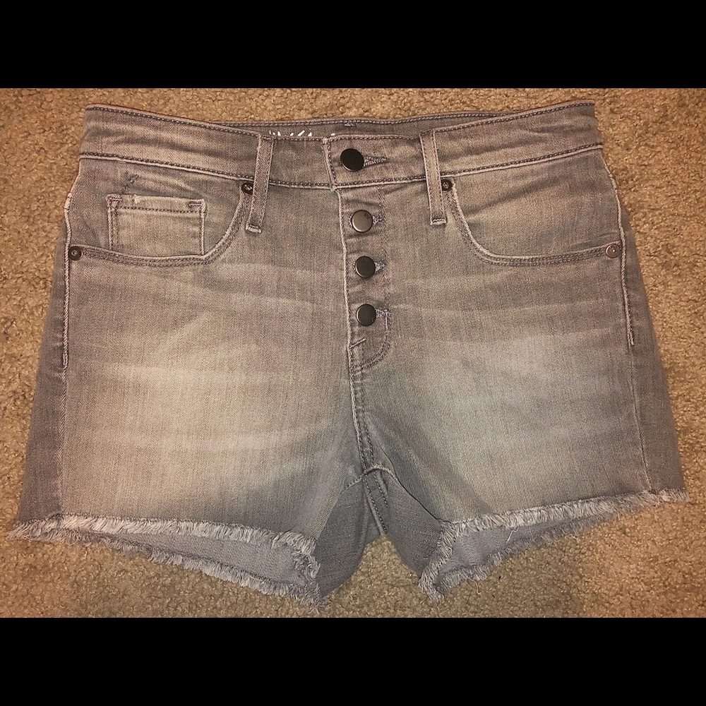 high rise denim shorts